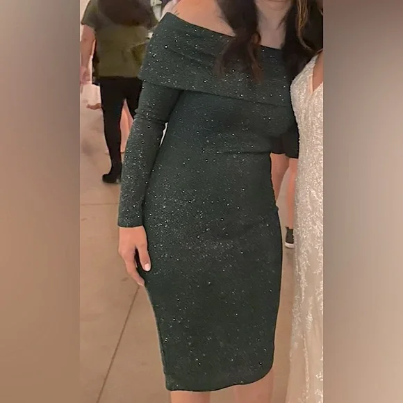 Premier Amour | Dresses | Green Glitter Midi Bodycon